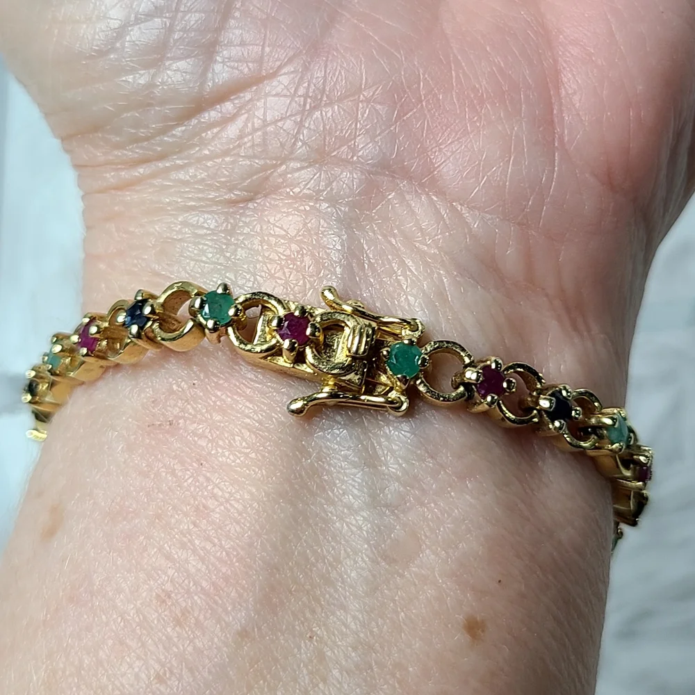 GENUINE Emerald, Ruby, and Sapphire Bracelet